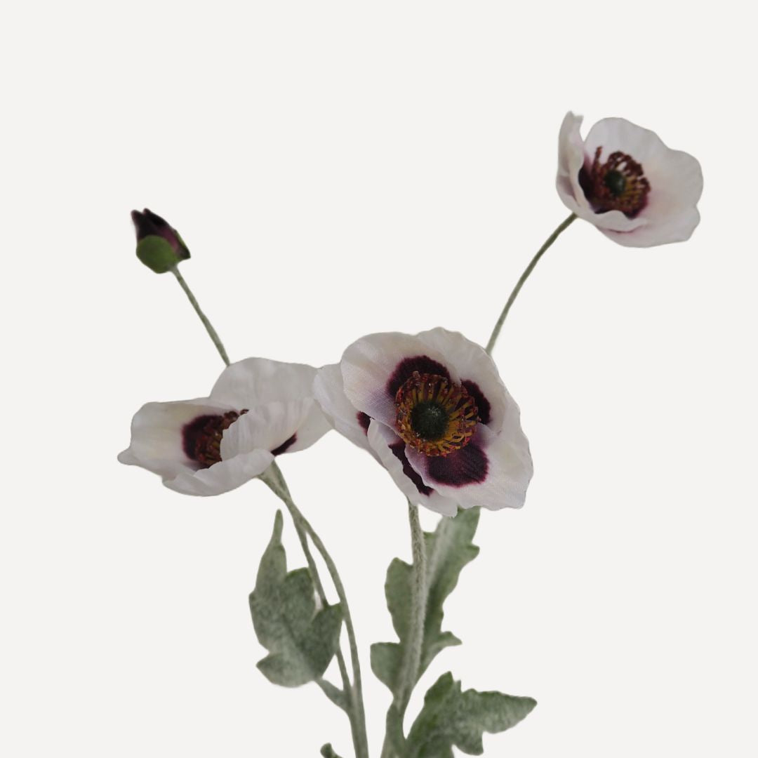 Poppies - Faux Flower Stems - Cherry Cream, Purple, Yellow, Blue, Peach, Peach Coral, Red, Coral, Lavender, Lilac
