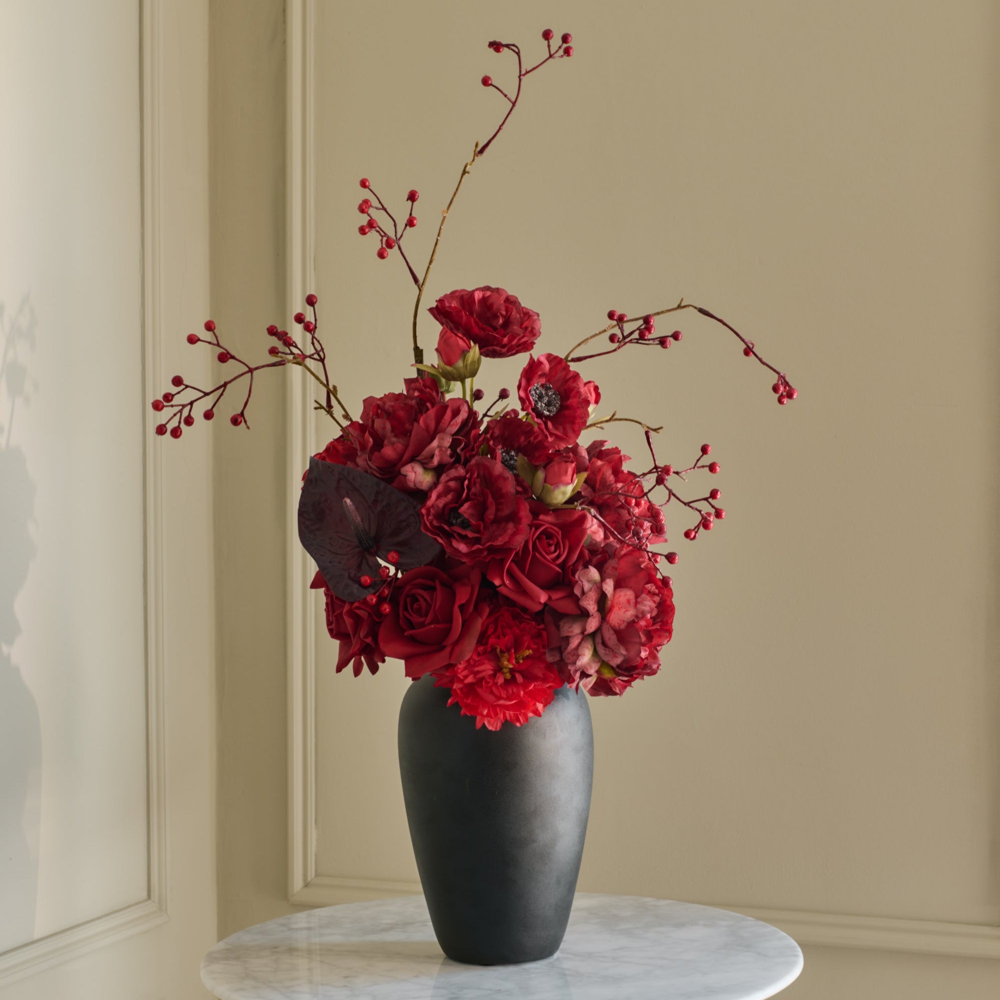 Scarlett - Faux Flower Arrangement - Reds