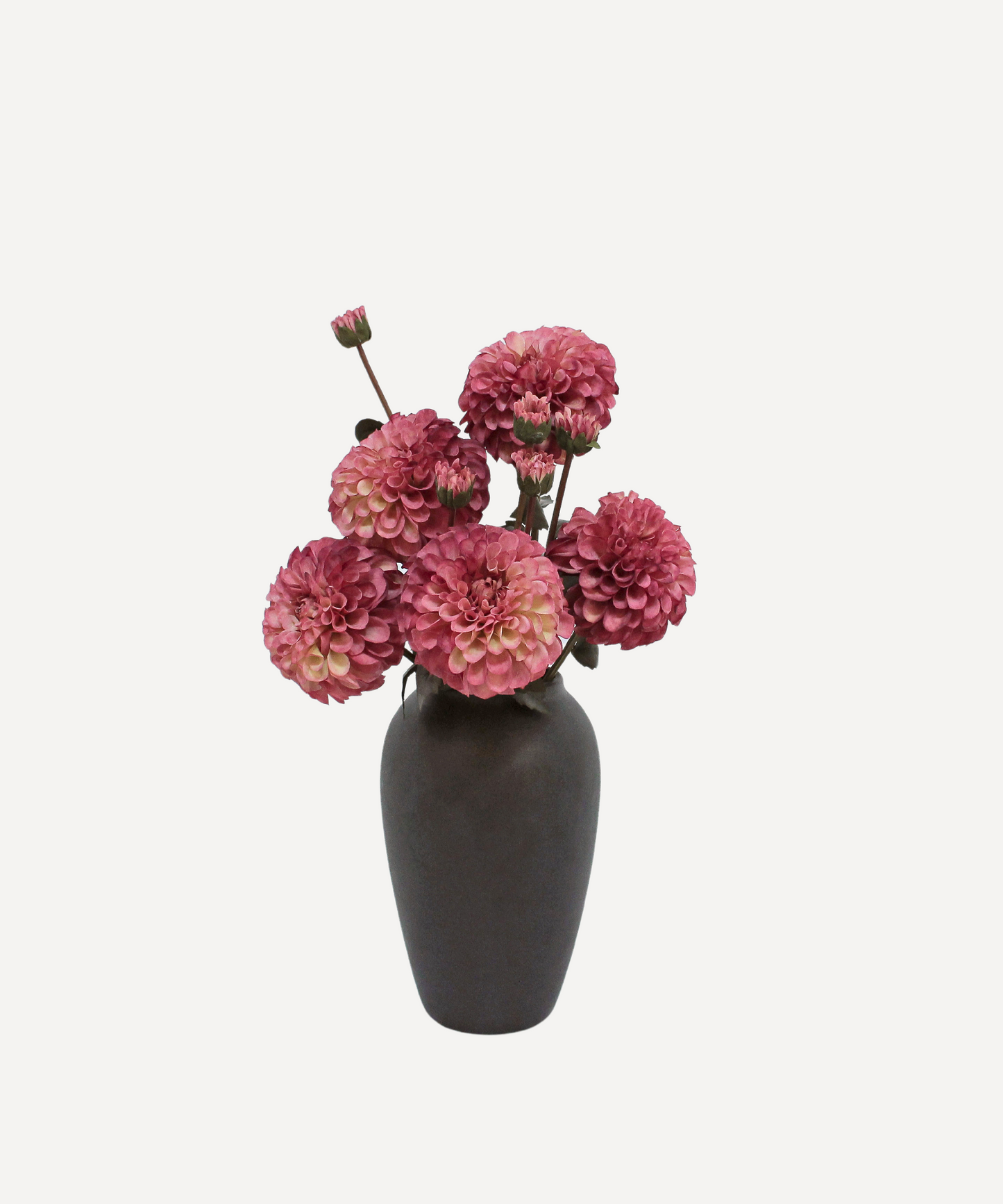 Faux Flower Stems - Pom Pom Dahlia - Soft Red, Soft Purple, Red, Cream