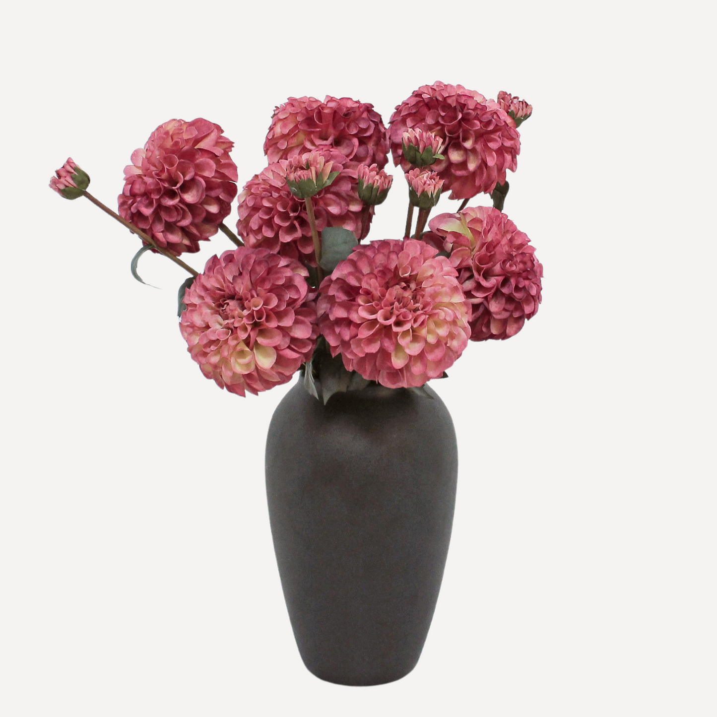 Faux Flower Stems - Pom Pom Dahlia - Soft Red, Soft Purple, Red, Cream