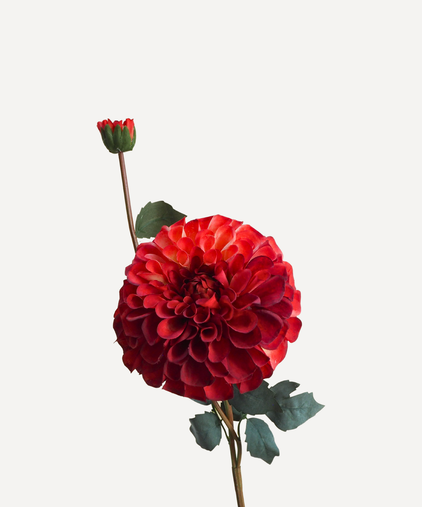 Faux Flower Stems - Pom Pom Dahlia - Soft Red, Soft Purple, Red, Cream