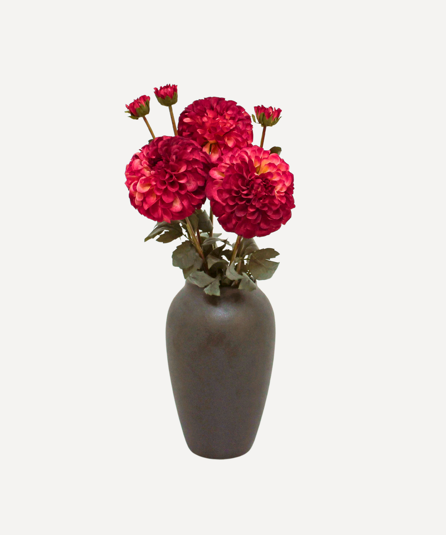 Faux Flower Stems - Pom Pom Dahlia - Soft Red, Soft Purple, Red, Cream