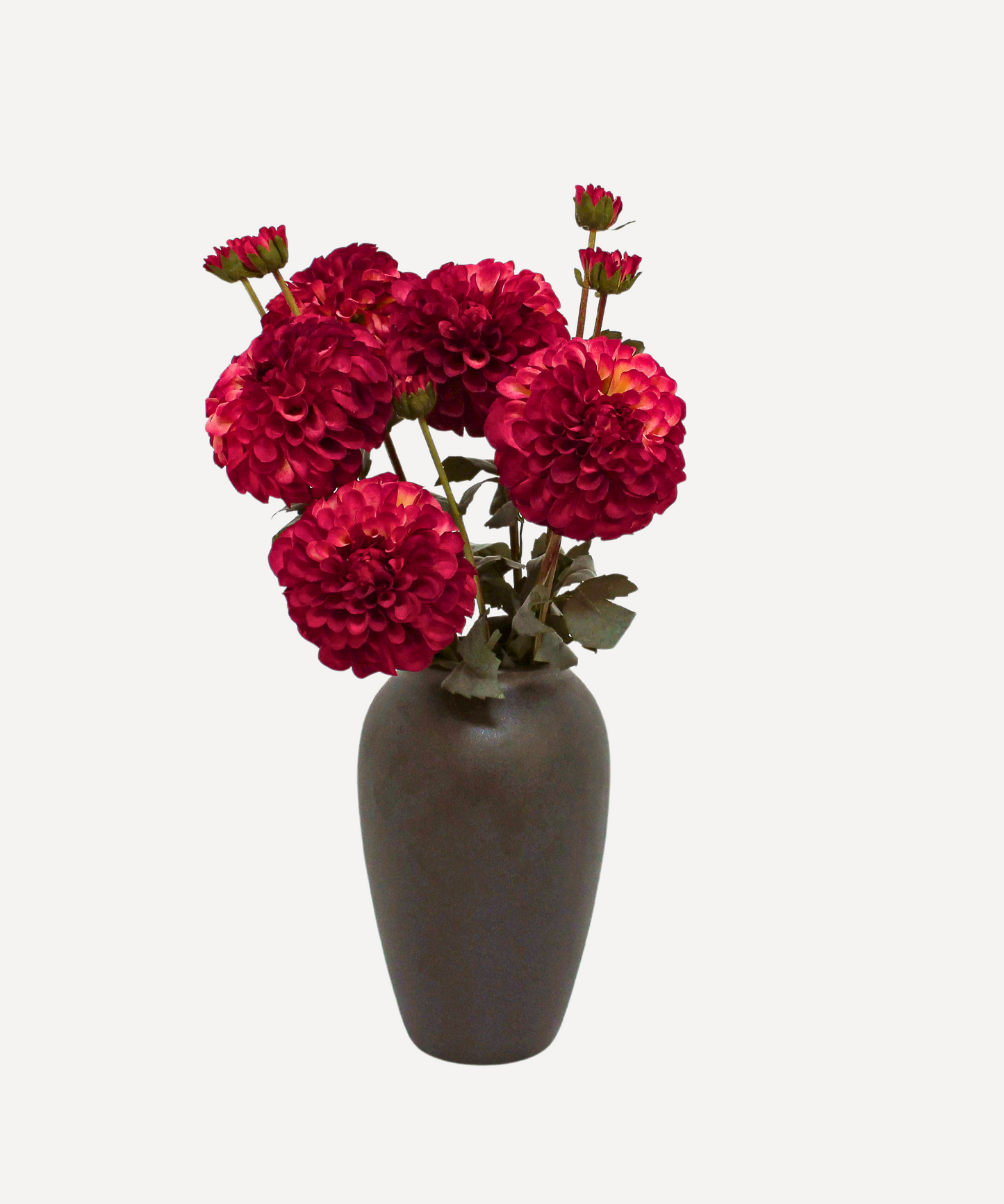 Faux Flower Stems - Pom Pom Dahlia - Soft Red, Soft Purple, Red, Cream