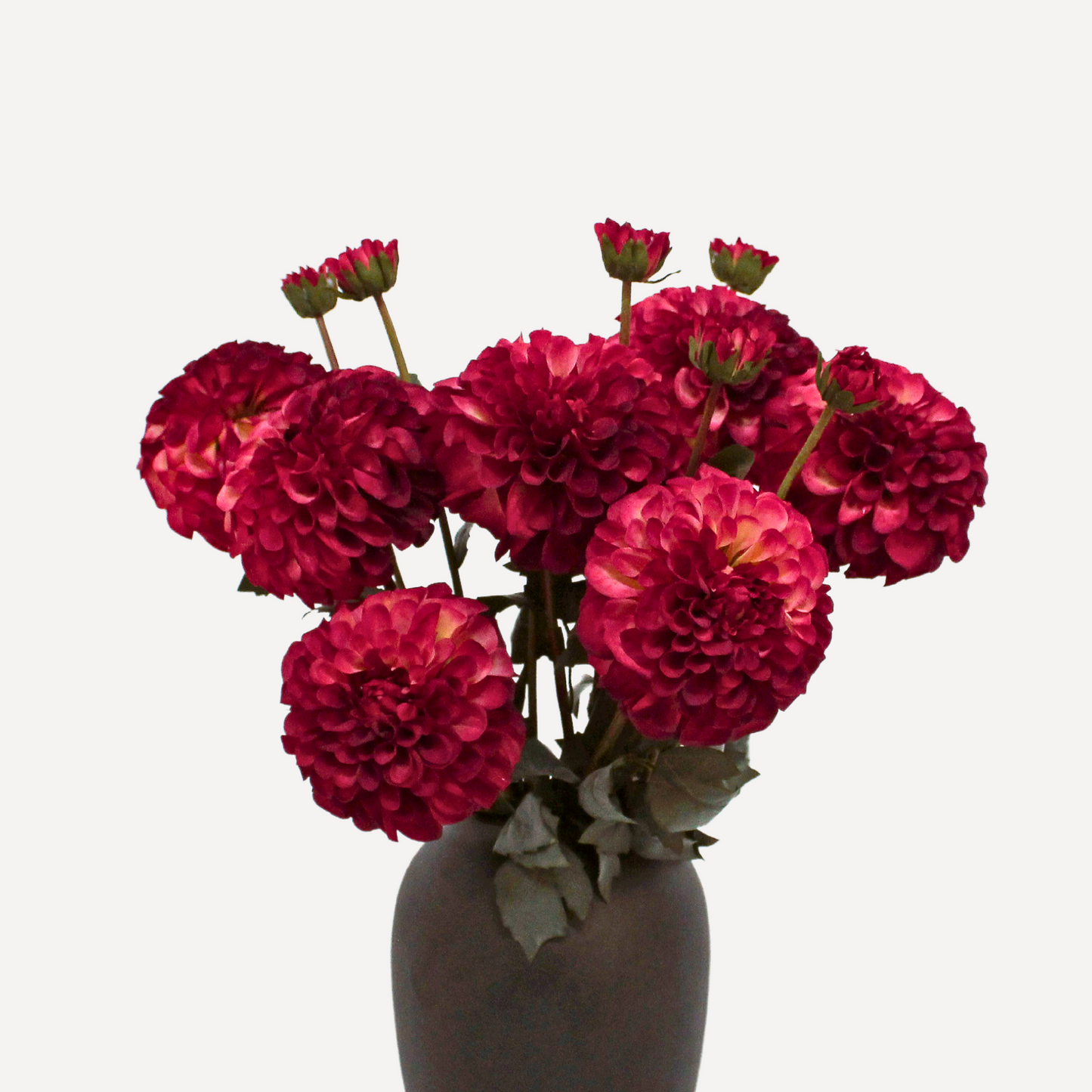 Faux Flower Stems - Pom Pom Dahlia - Soft Red, Soft Purple, Red, Cream