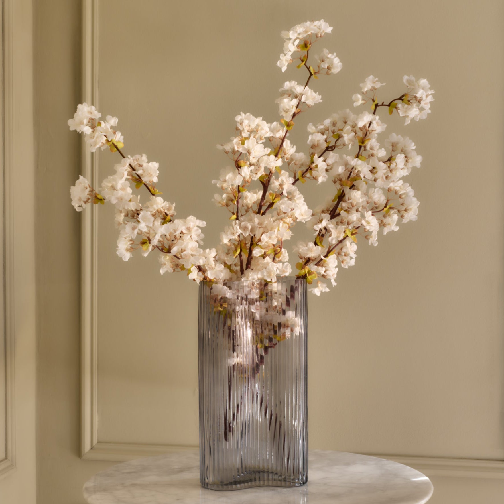 Cherry Blossoms - Faux Flower Stems - White Blush