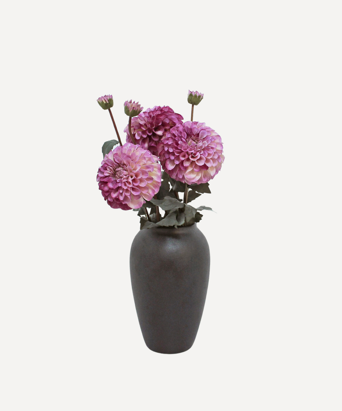 Faux Flower Stems - Pom Pom Dahlia - Soft Red, Soft Purple, Red, Cream