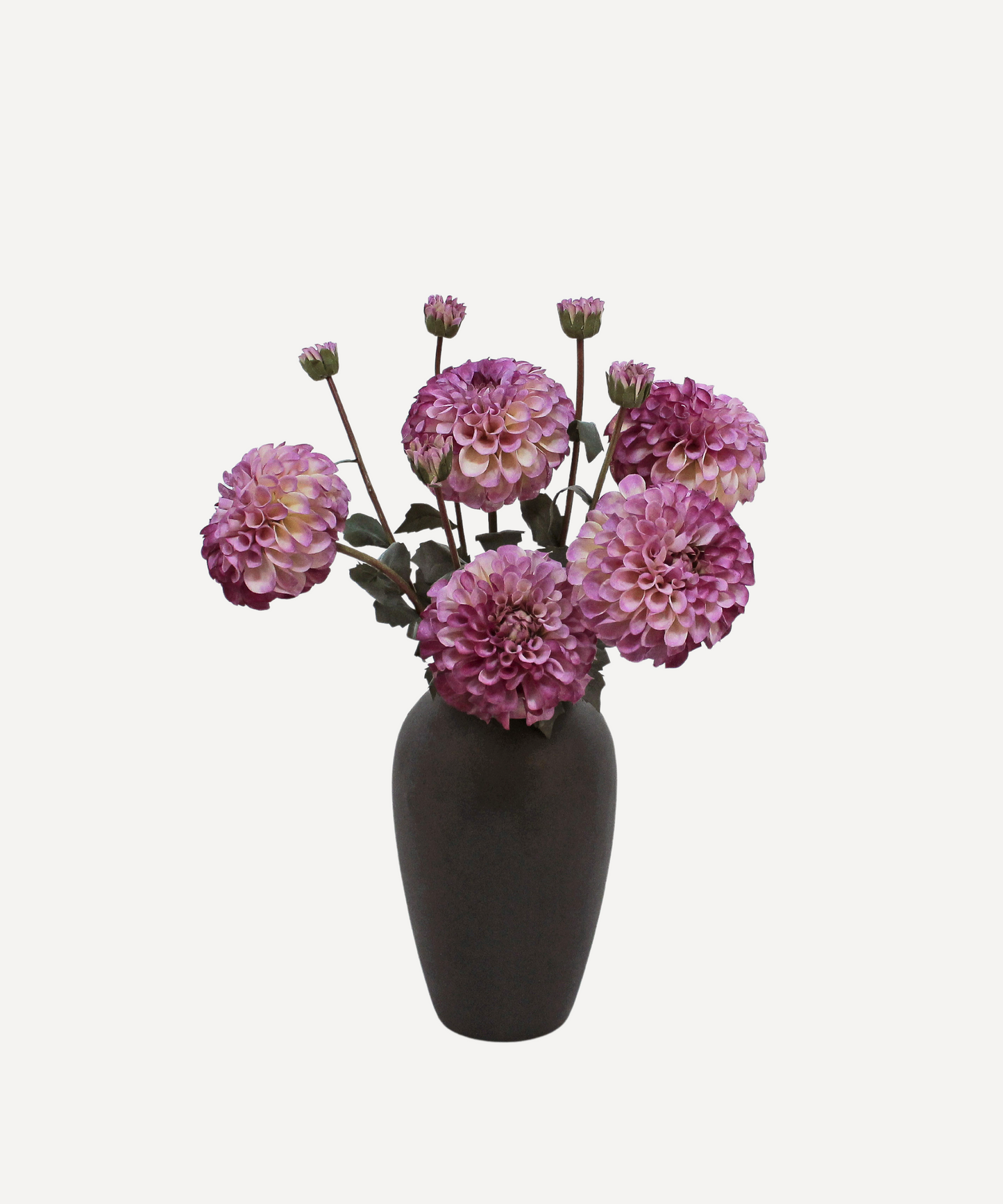 Faux Flower Stems - Pom Pom Dahlia - Soft Red, Soft Purple, Red, Cream