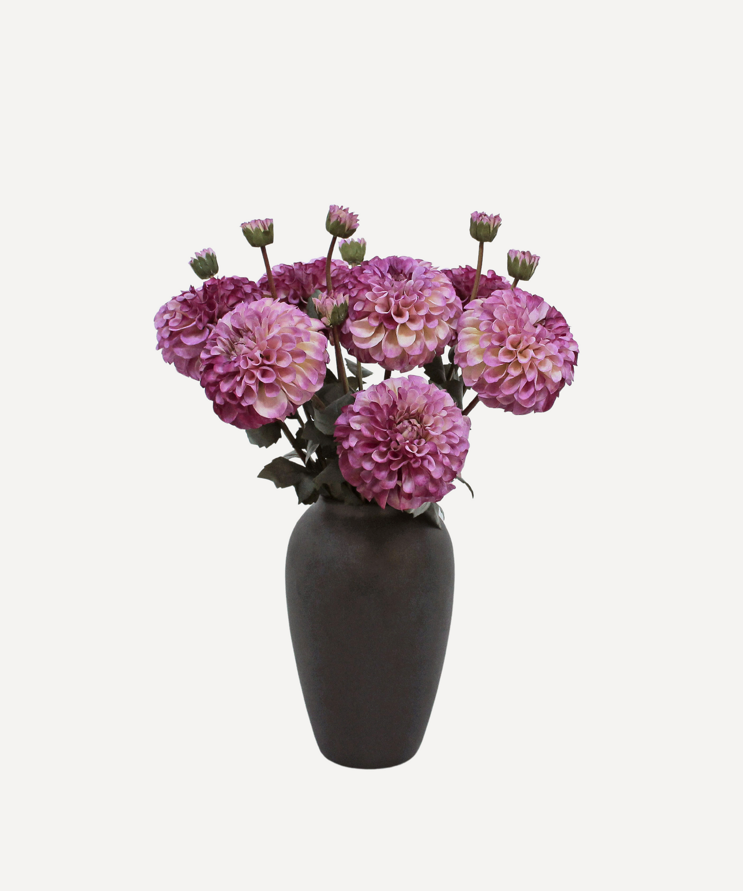 Faux Flower Stems - Pom Pom Dahlia - Soft Red, Soft Purple, Red, Cream