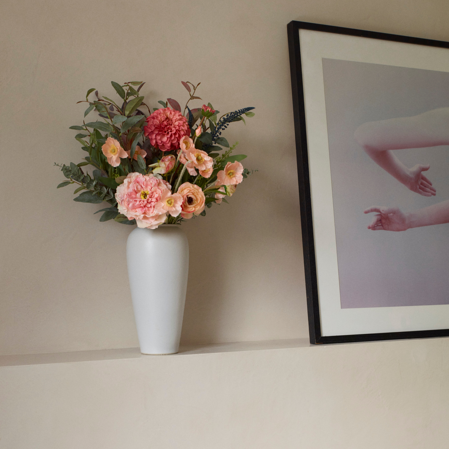 Faux Flower Arrangements - The Lena - Pinks & Greens