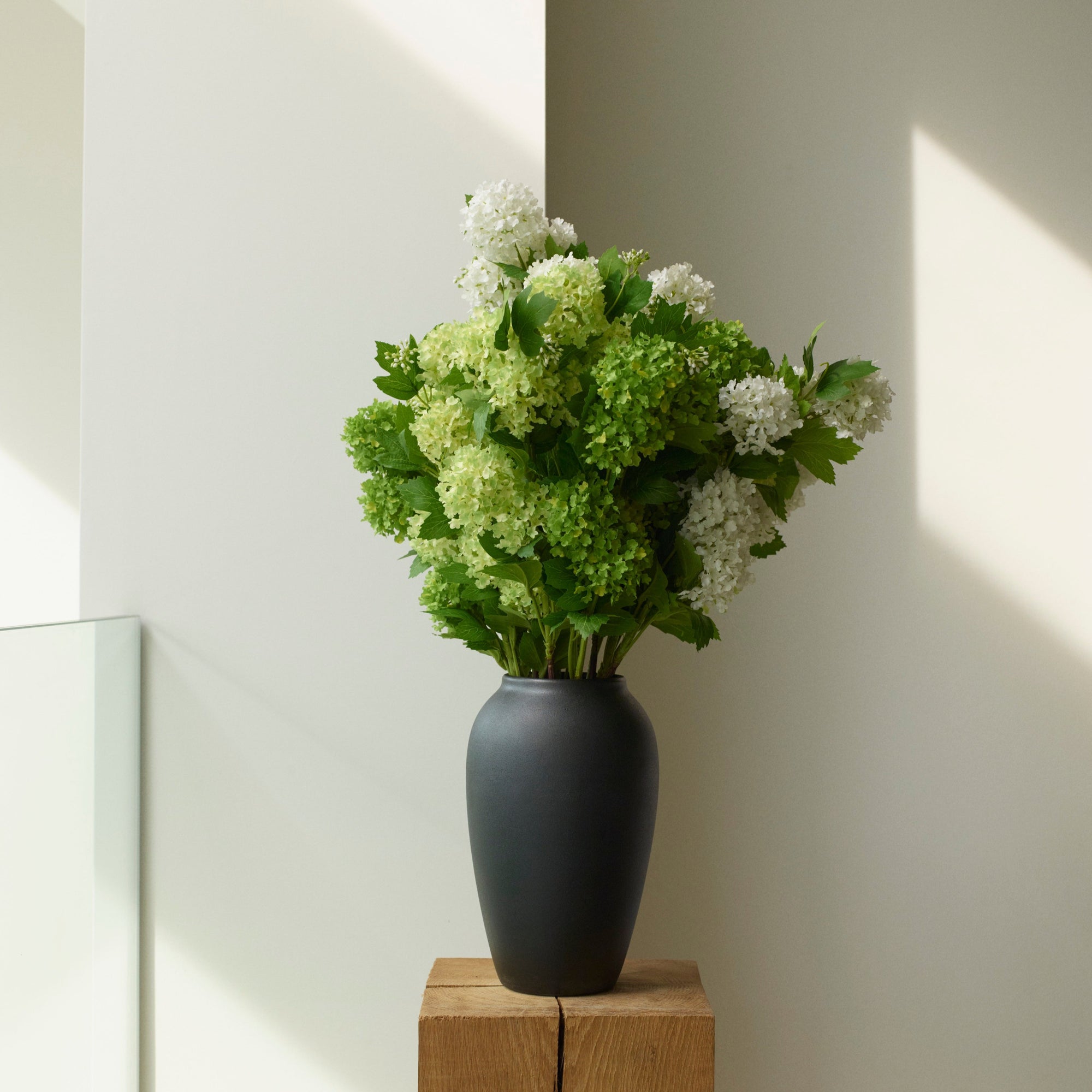 Small Hydrangeas - Faux Flower Arrangement - Green, Light Green & White