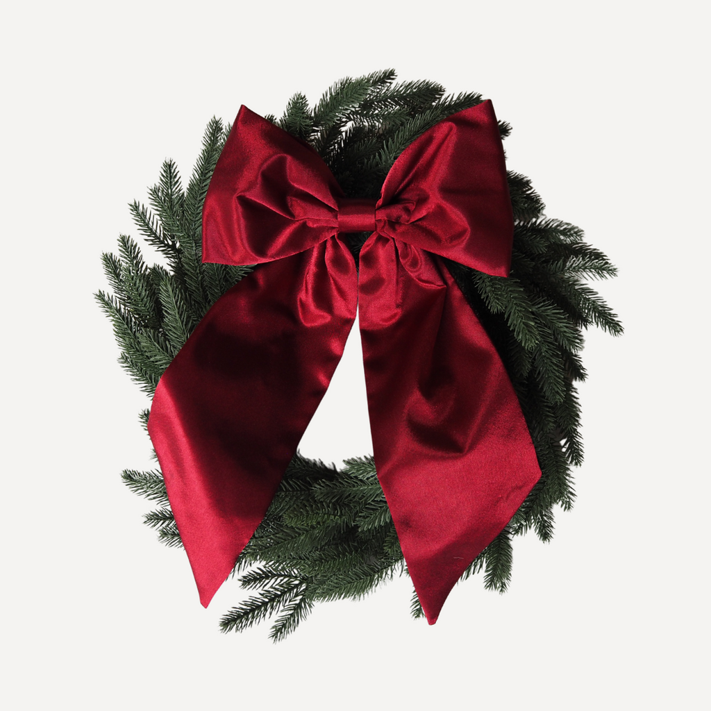 Satin Christmas Bow - Deep Red