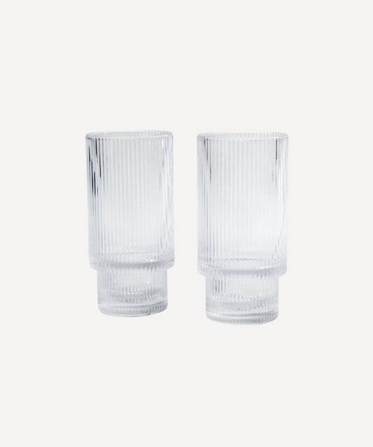 Reeded Hi Ball Glass - Set of 2