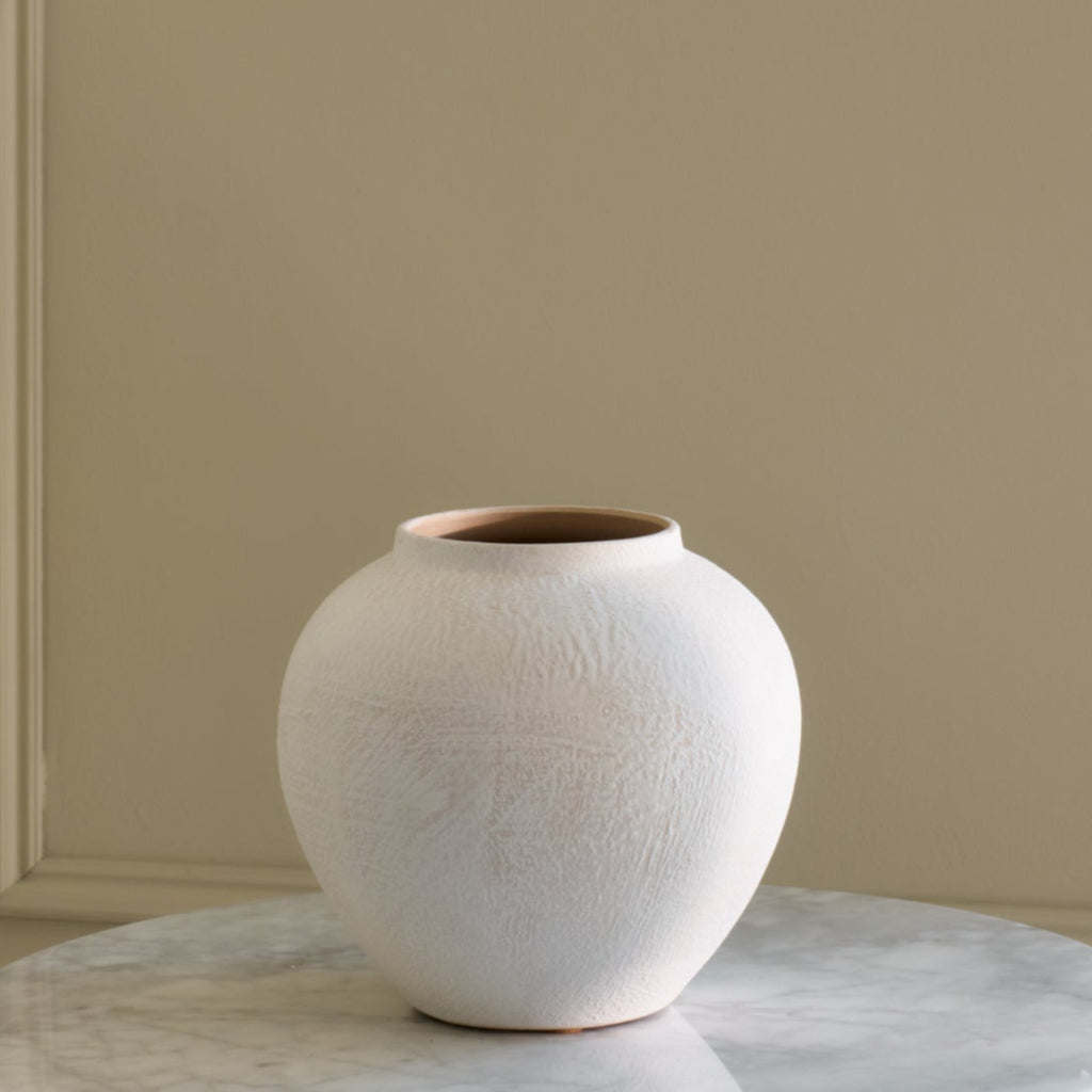 Texture Round Vase - White