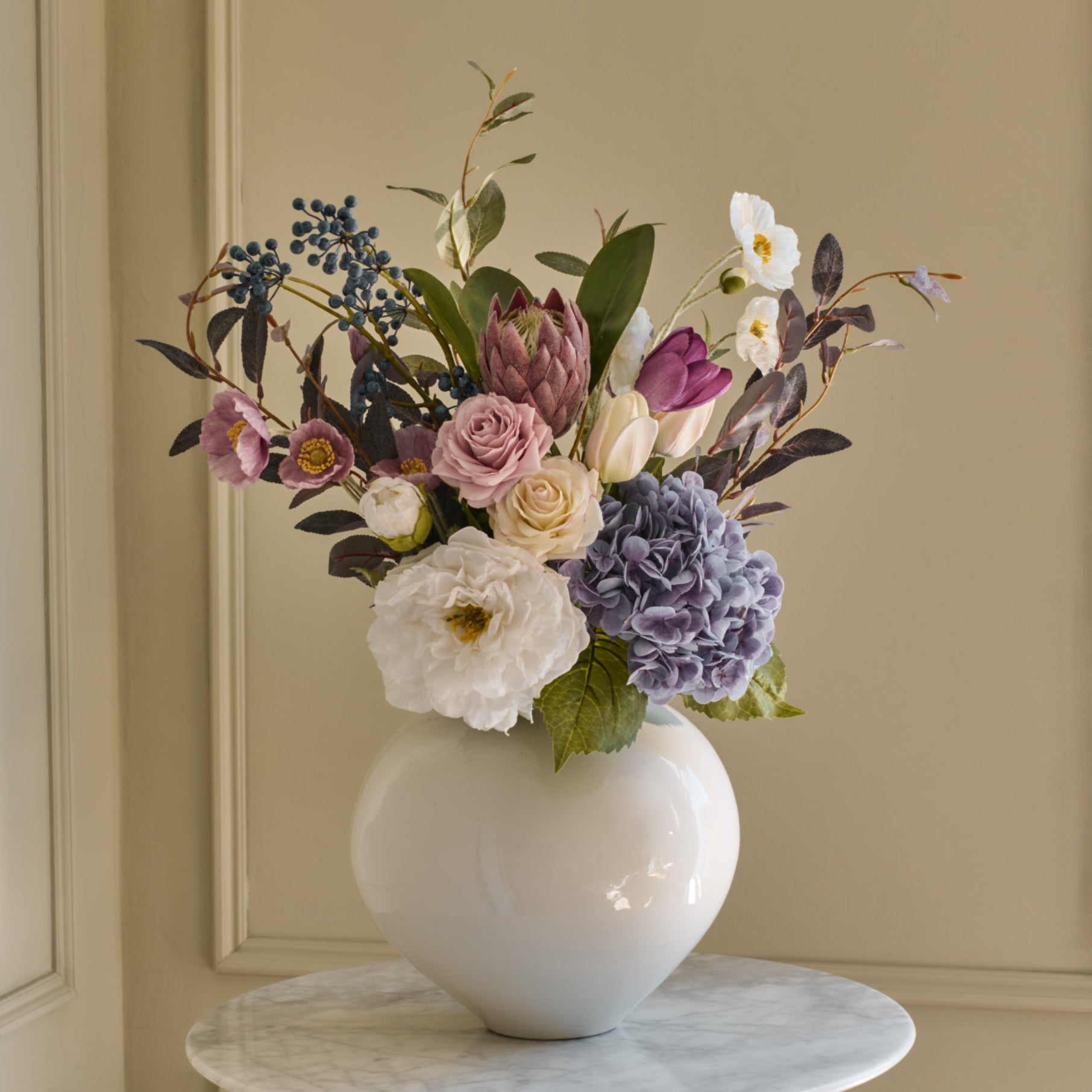 Belle - Faux Flower Arrangement - Purples, Whites & Greens