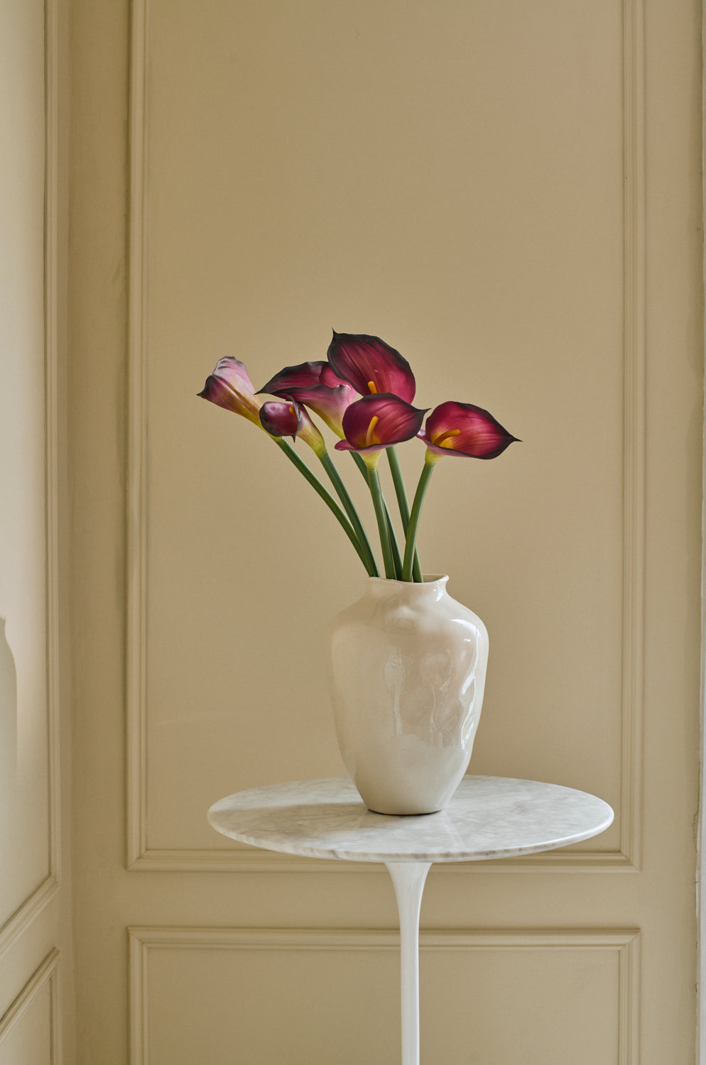Calla Lilies - Faux Flower Stems - Dark Purple, White & Pink