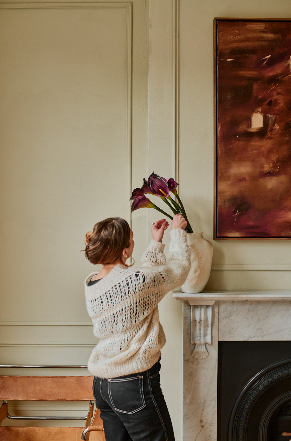 Calla Lilies - Faux Flower Stems - Dark Purple, White & Pink