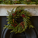 Conifer Cypress - Faux Christmas Wreath with Red Berries