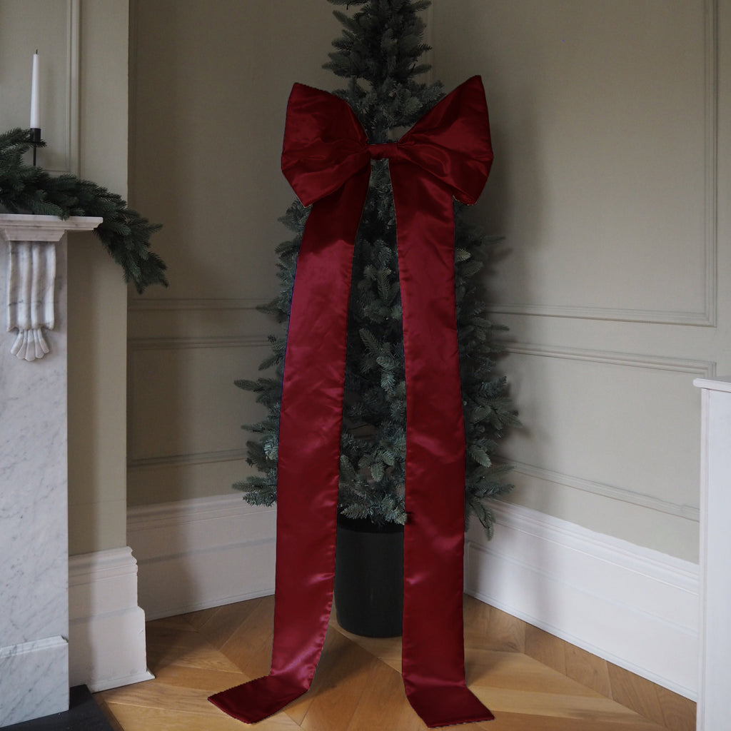 Extra Large Christmas Bow - Deep Red Satin