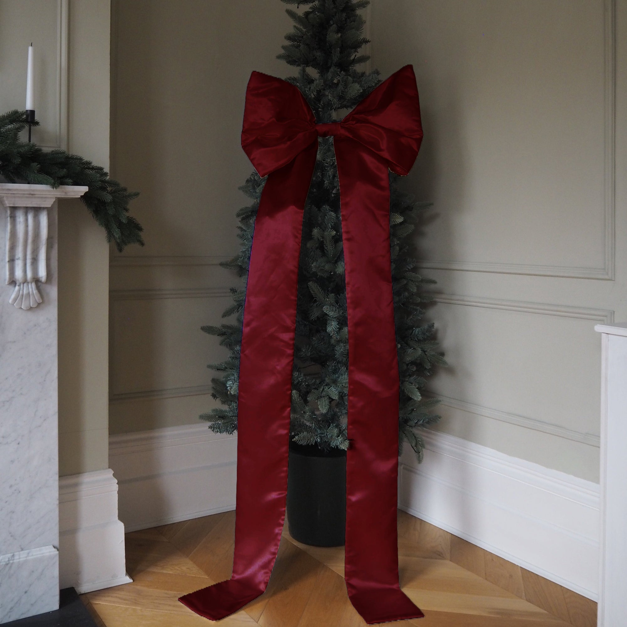 Extra Large Christmas Bow - Deep Red Satin
