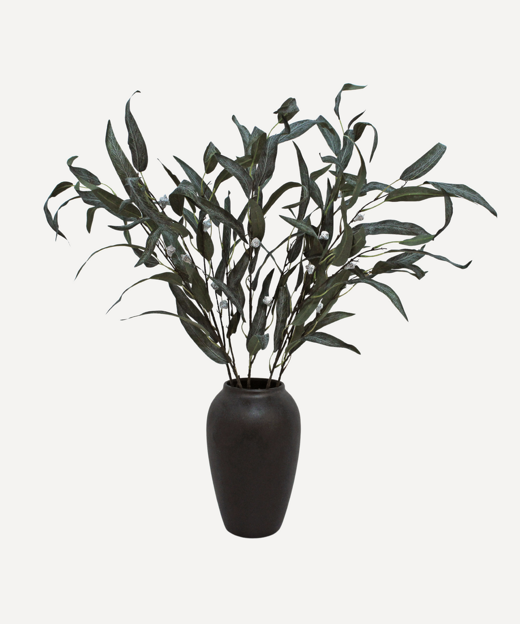 Flowering Willow Eucalyptus - Faux Foliage Stems - Green, Auburn