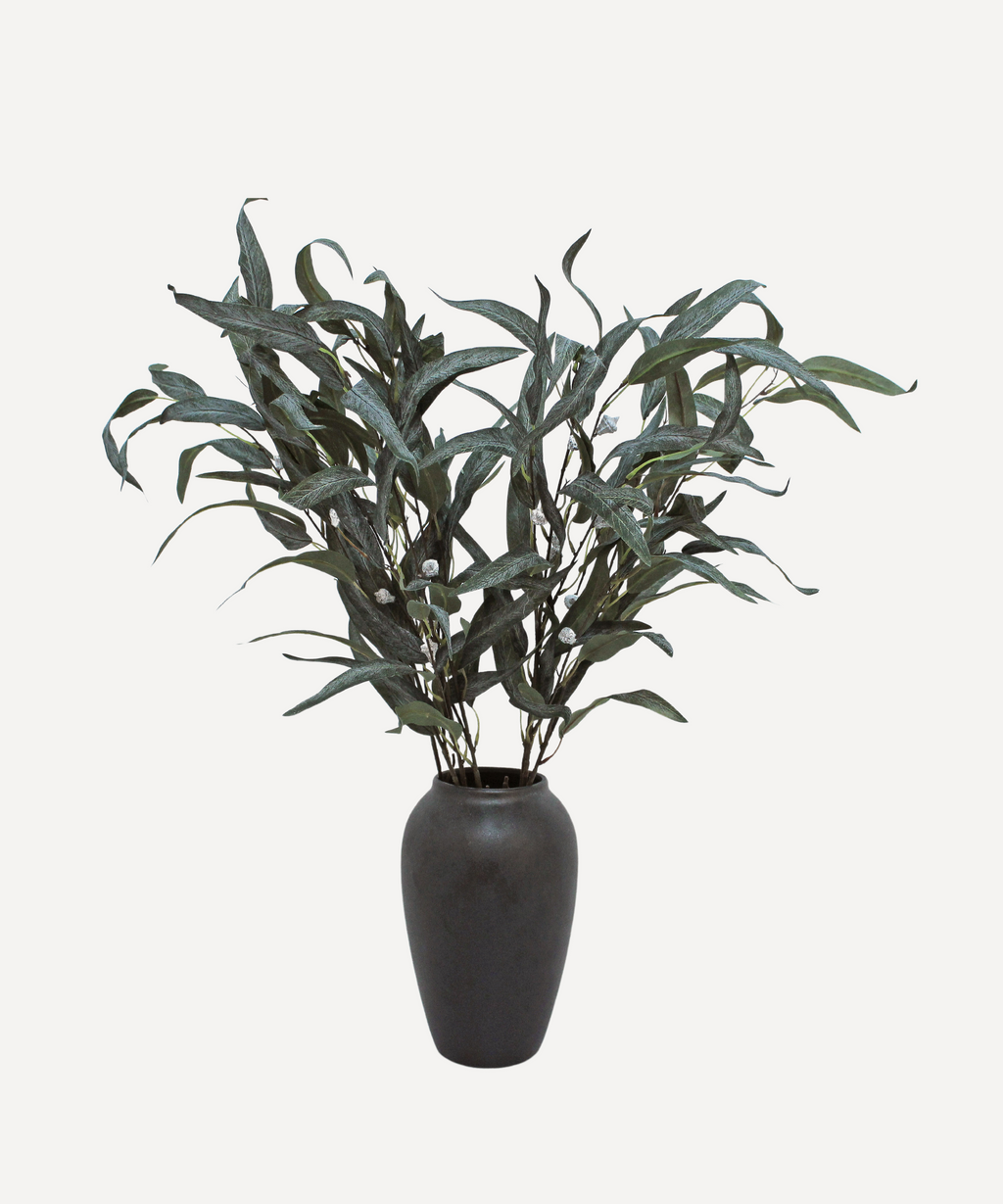 Flowering Willow Eucalyptus - Faux Foliage Stems - Green, Auburn
