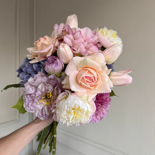 Adrienne - Faux Flower Arrangement - Soft Pinks, Purples & Yellows
