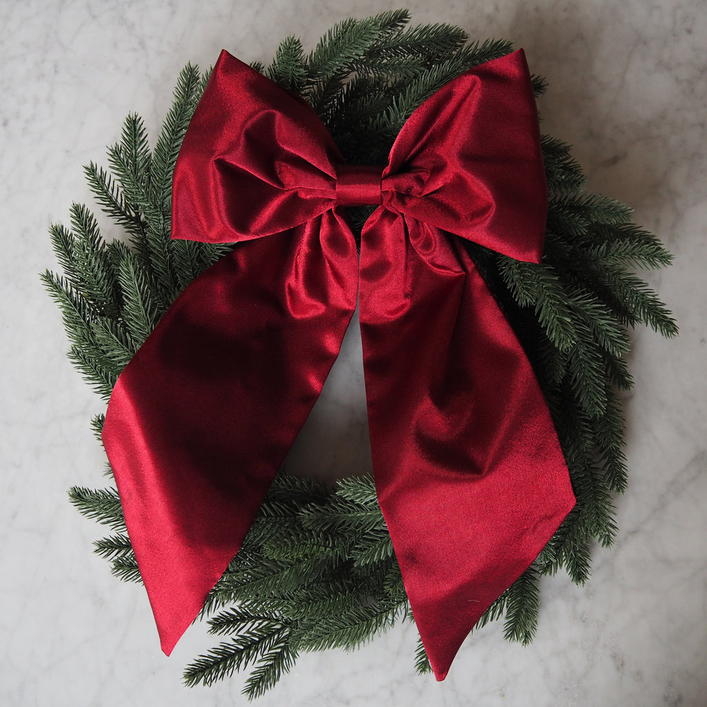 Satin Christmas Bow - Deep Red