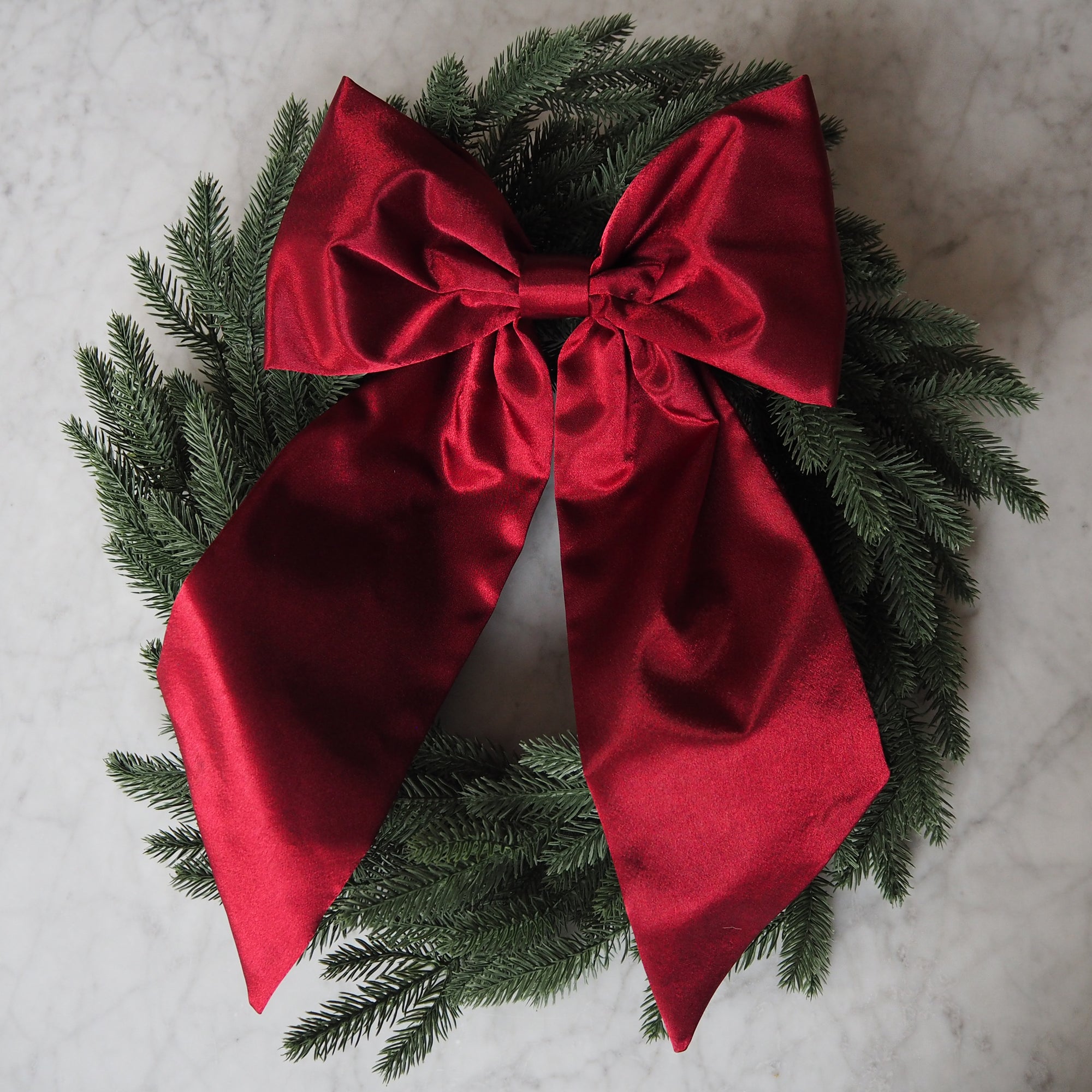Satin Christmas Bow - Deep Red