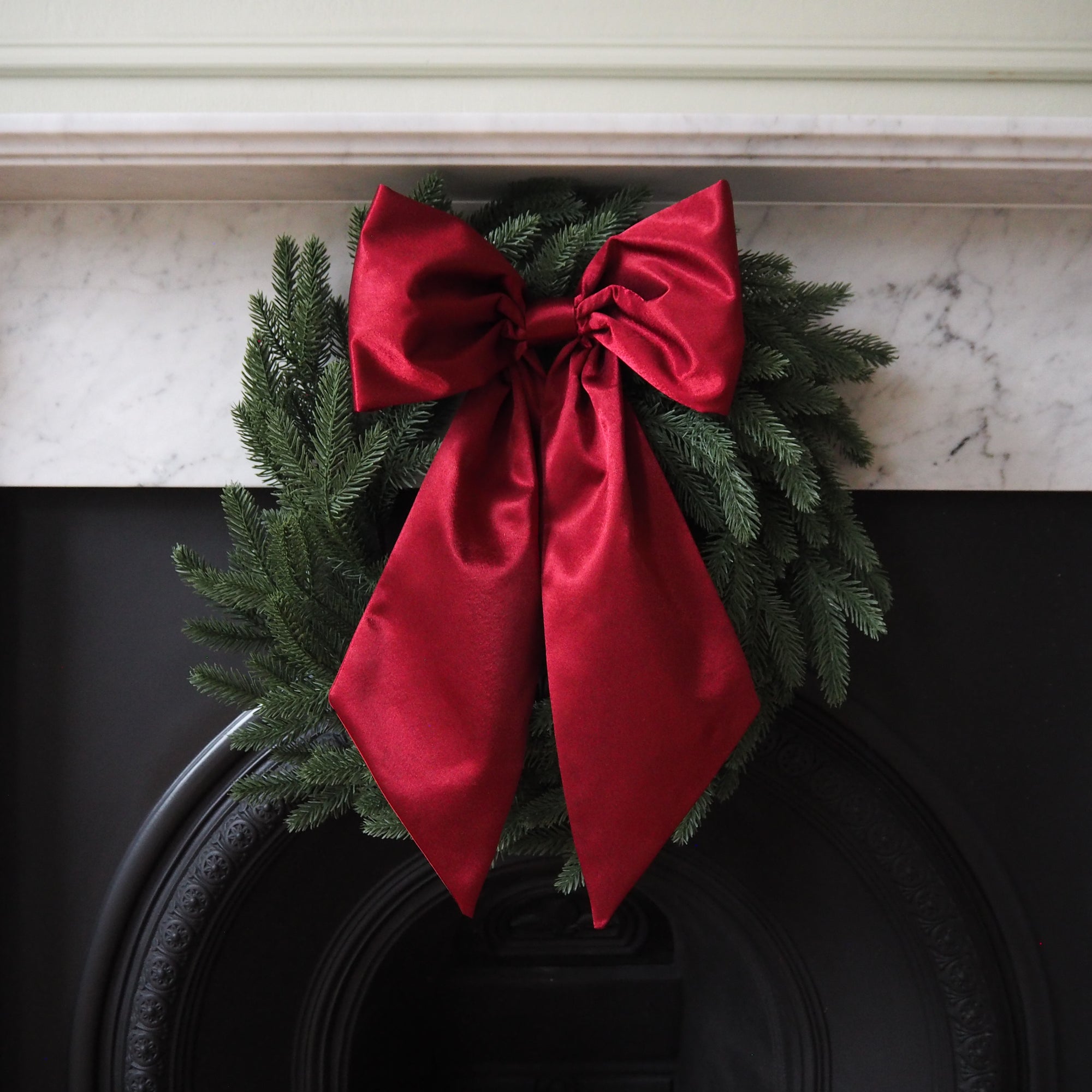 Satin Christmas Bow - Deep Red