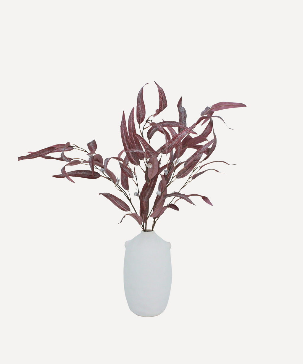 Flowering Willow Eucalyptus - Faux Foliage Stems - Green, Auburn