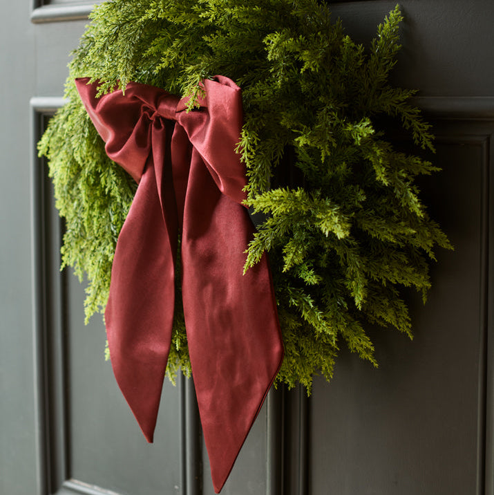 Satin Christmas Bow - Deep Red