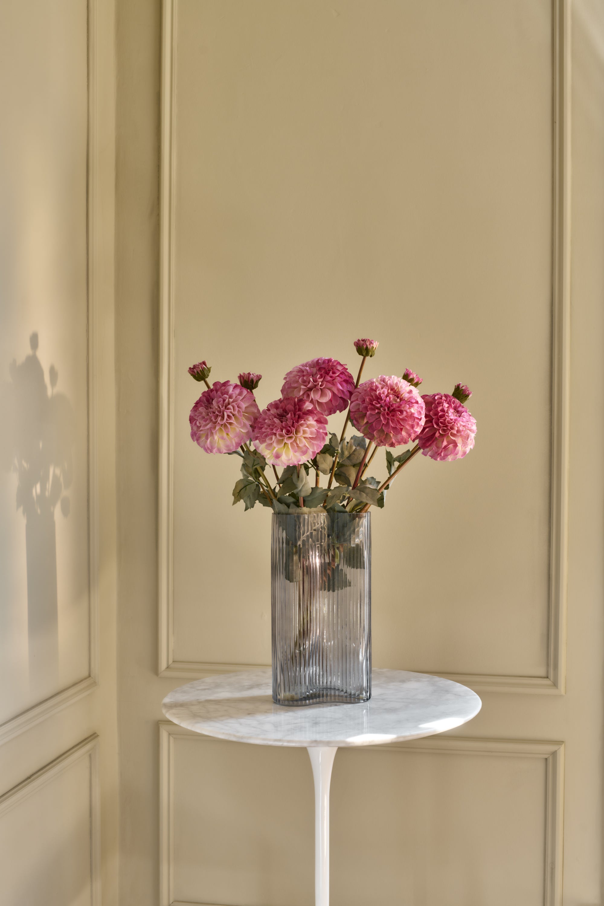 Pom Pom Dahlias - Faux Flower Stems - Blush Red, Soft Purple, Red, Cream