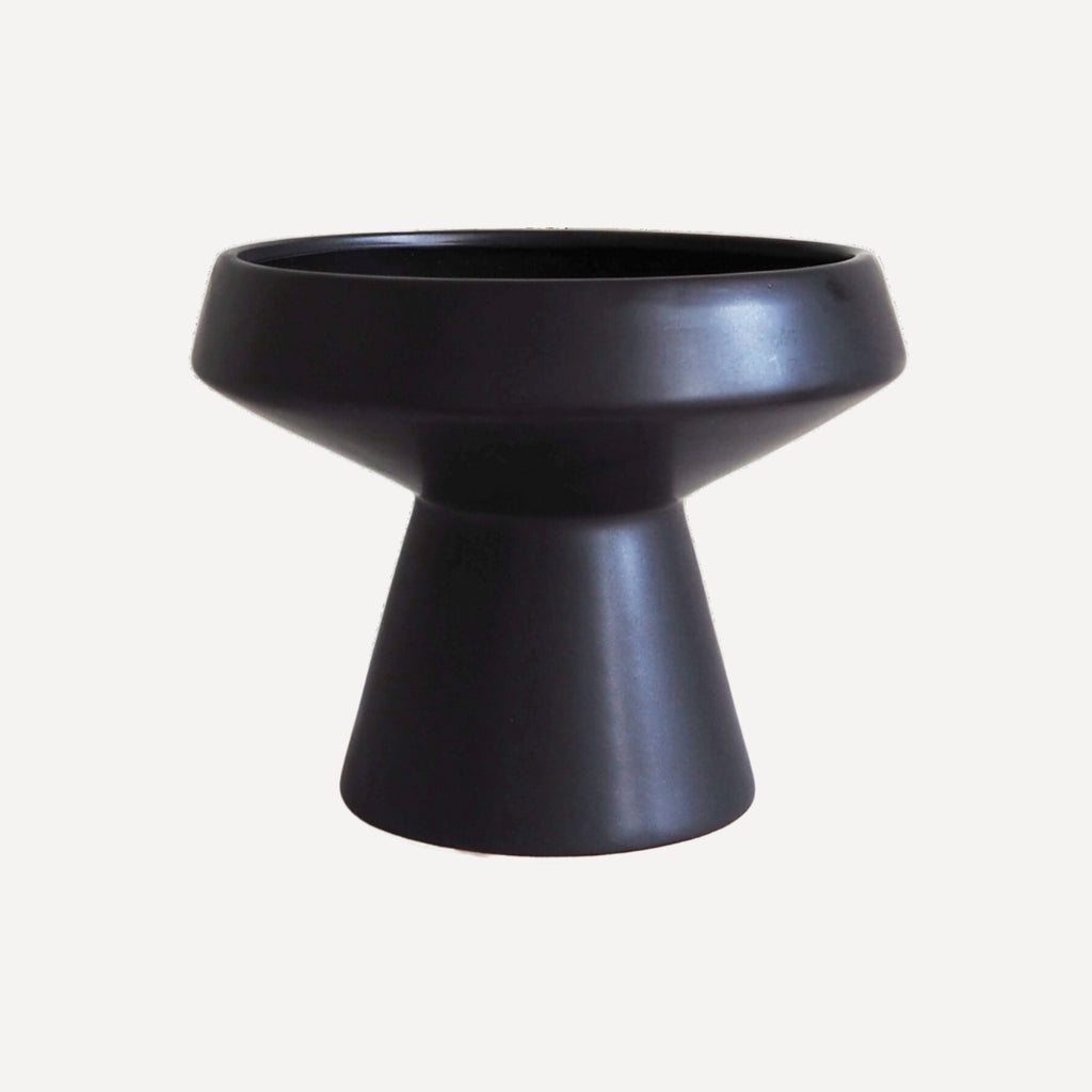 Footed Bowl Vase - Homeware - Black