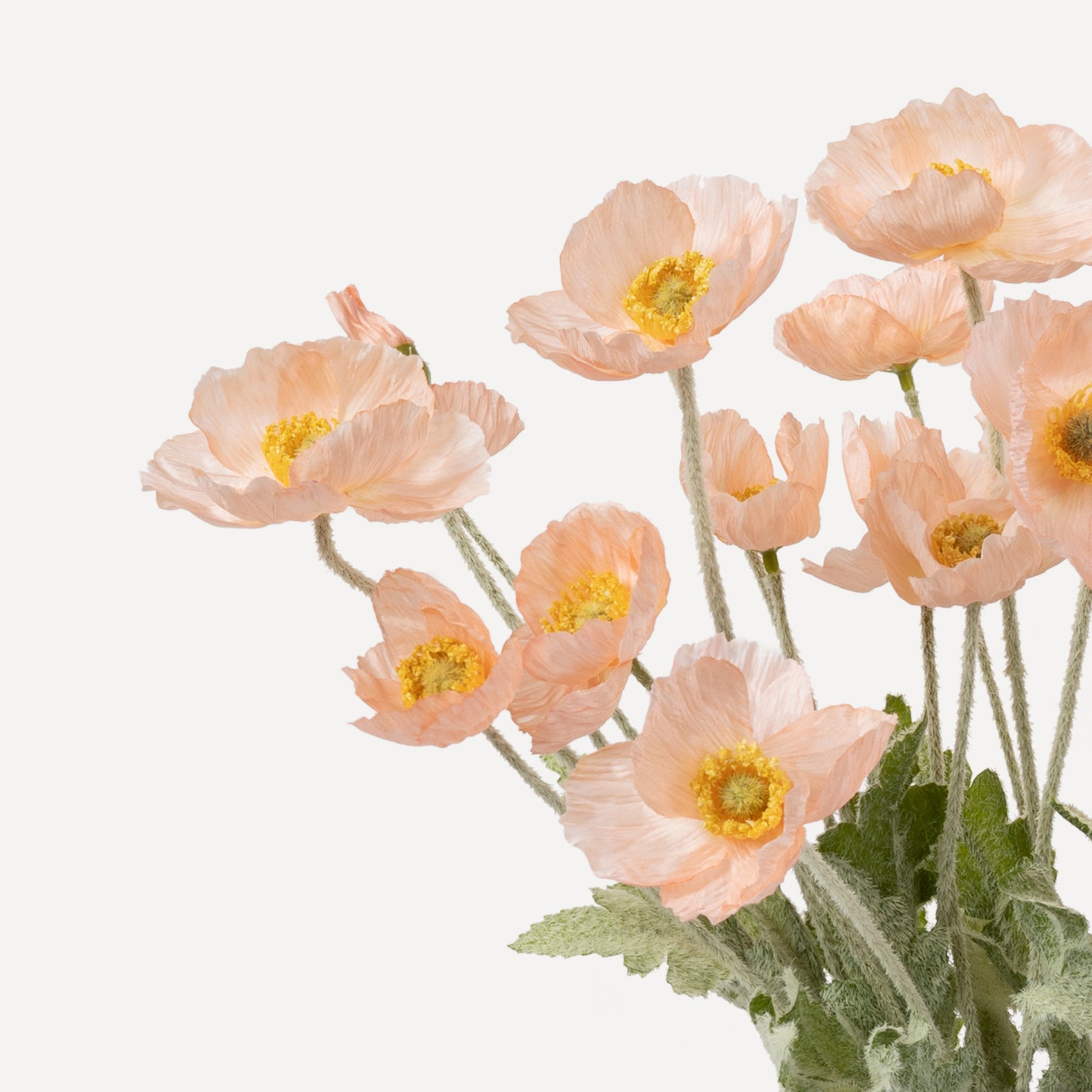 Poppies - Faux Flower Stems - Cherry Cream, Purple, Yellow, Blue, Peach, Peach Coral, Red, Coral, Lavender, Lilac
